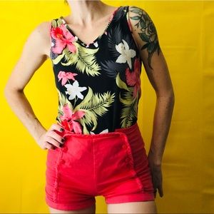 90s Tropical Stretchy Tank Top Vintage